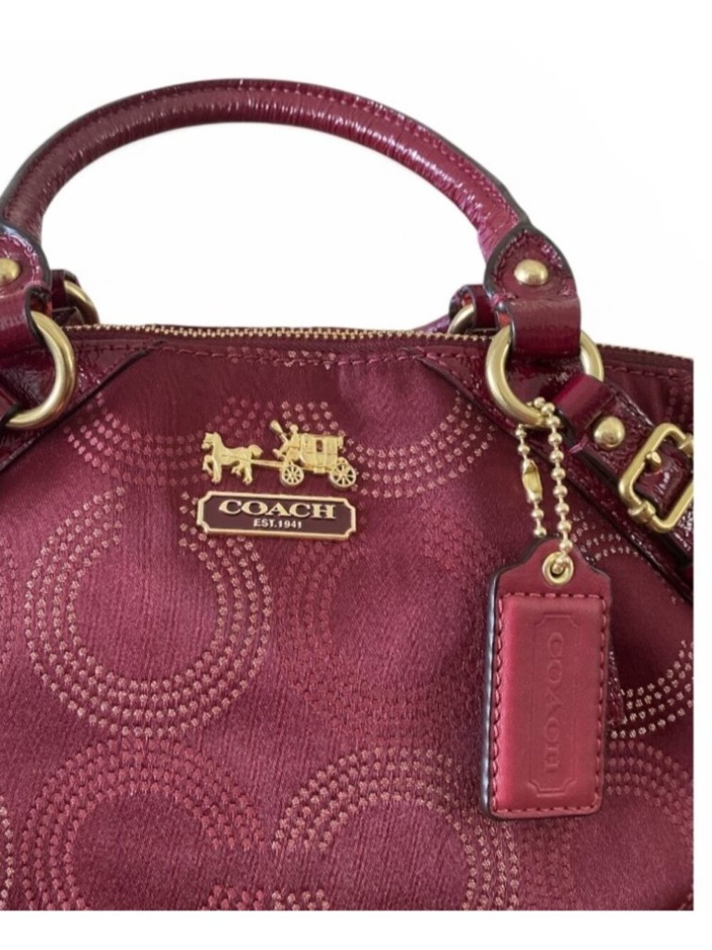 Coach Madison Dotted OP Art Signature C Sophia Satchel Crimson Dust Bag 15939 - Picture 2 of 12